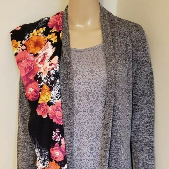 NWT 3PC SET LuLaRoe S Top, CP S Duster, CP Tween - OS 4 Lace Pink Roses Leggings - Picture 5 of 15